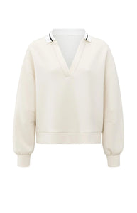 Sweatshirt with polo collar and V-neck