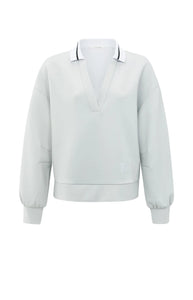 Sweatshirt with polo collar and V-neck
