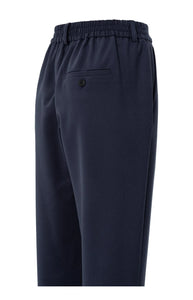 Trousers with elastic waistband and turned-up hem