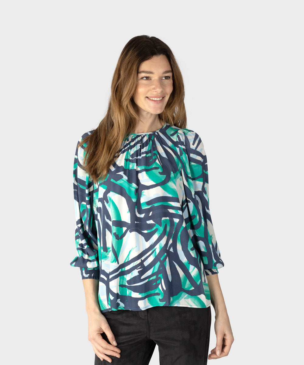 Blouse with Fresh Green Print