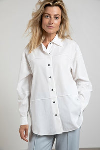 Oversize Blouse with Buttons and Seam Details